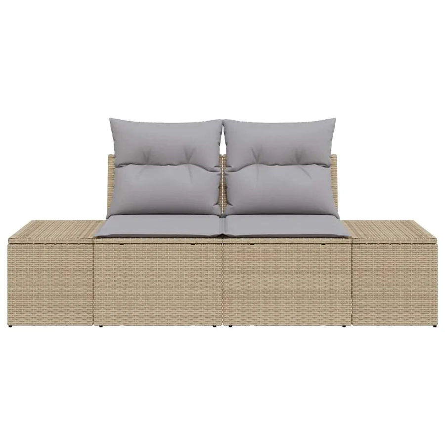 Canapé de jardin avec coussin Beige 184 x 62 x 69 cm polyrotin - 5