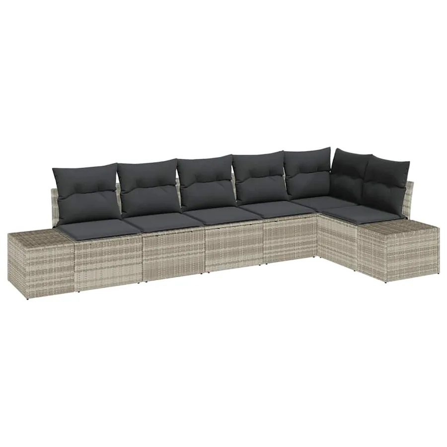 Ensemble de canapé de jardin 6 pcs Gris clair polyrotin - 2