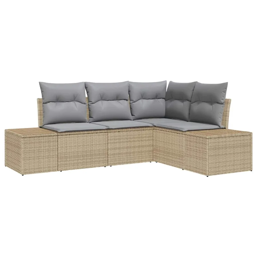 Ensemble de canapé de jardin 4 pcs Beige polyrotin - 2