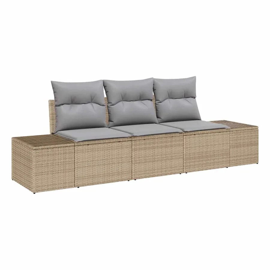 Ensemble de Canapés avec coussin 3 pcs Beige polyrotin - 2