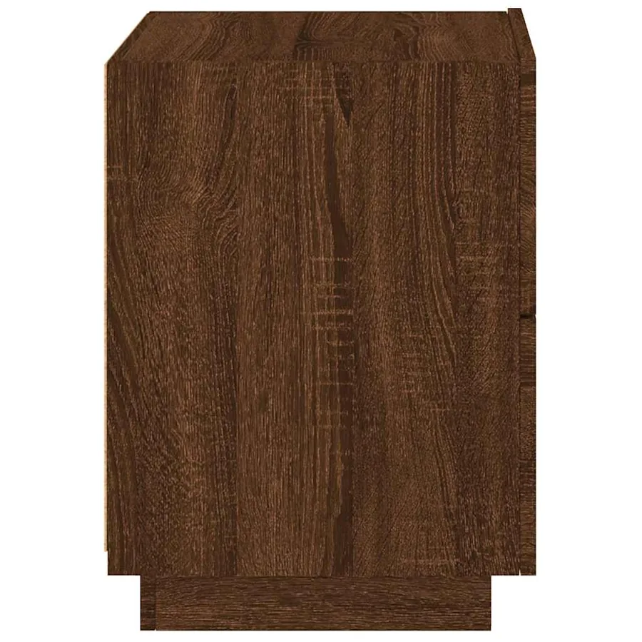 Armoire de chevet et lumières LED chêne marron bois ingénierie - 8