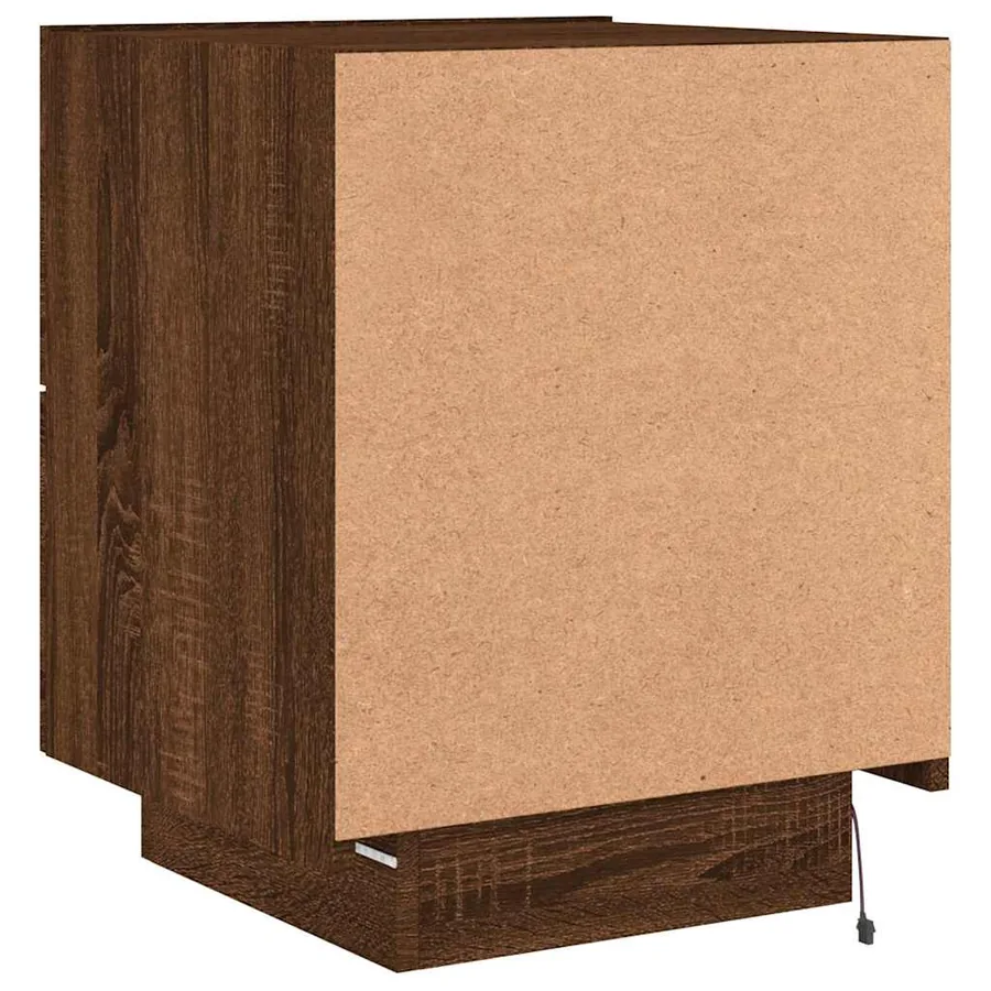 Armoire de chevet et lumières LED chêne marron bois ingénierie - 9