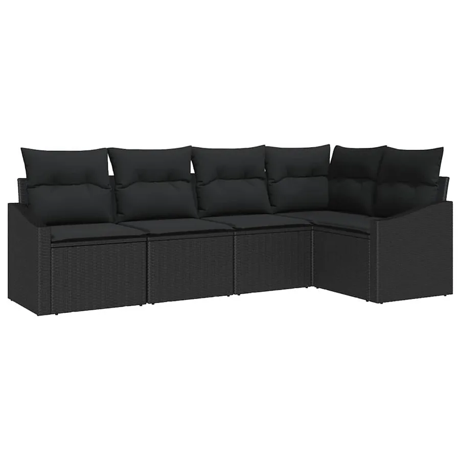Ensemble de Canapés avec coussin 5 pcs Noir polyrotin - 2