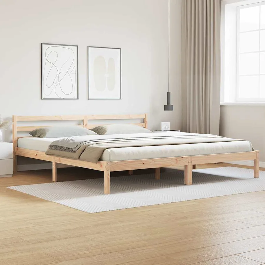 Cadre de lit Marron 215,5 x 185,5 x 69,5 cm Bois de Pin Massif