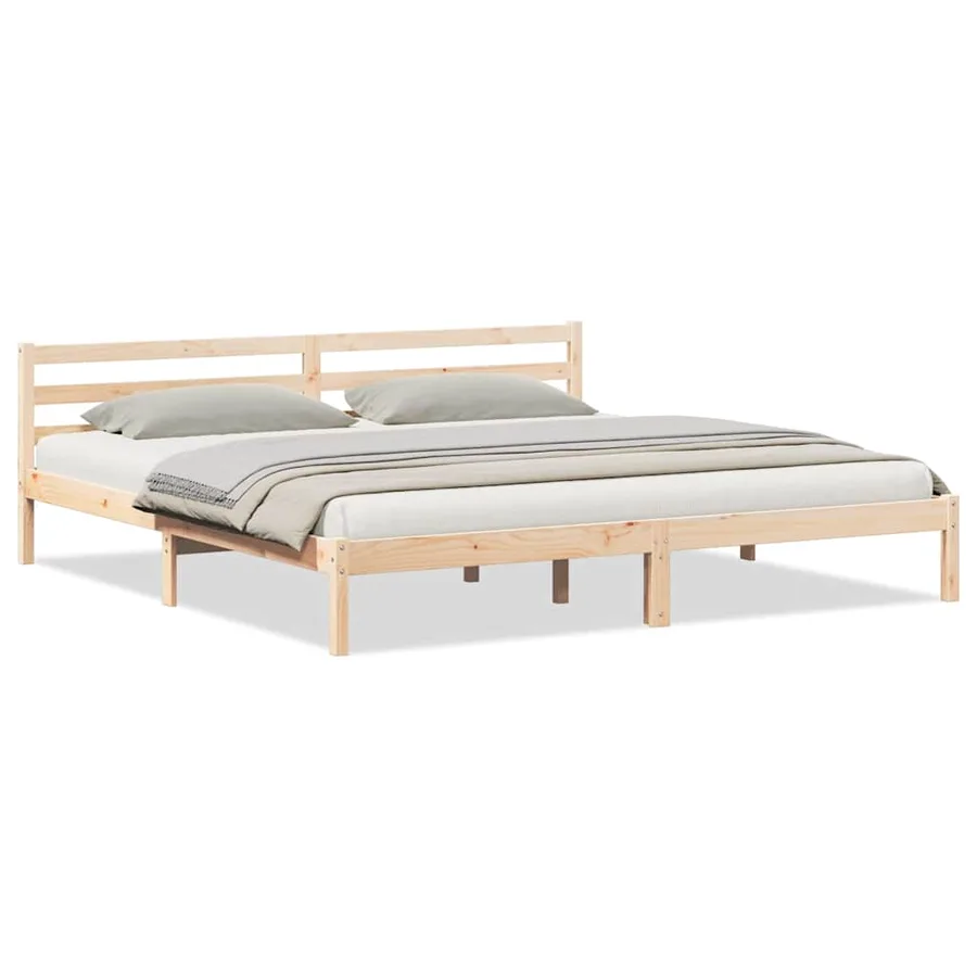 Cadre de lit Marron 215,5 x 185,5 x 69,5 cm Bois de Pin Massif - 3
