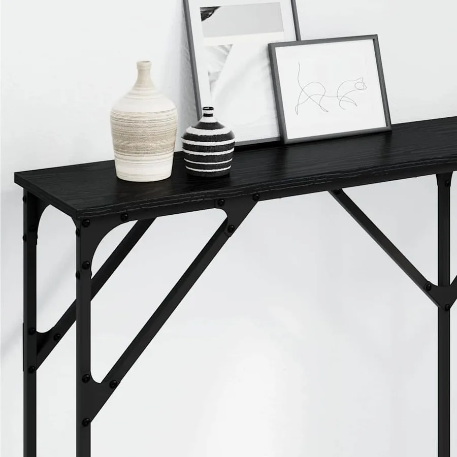 Table console Chêne noir 140 x 23 x 75 cm - 4
