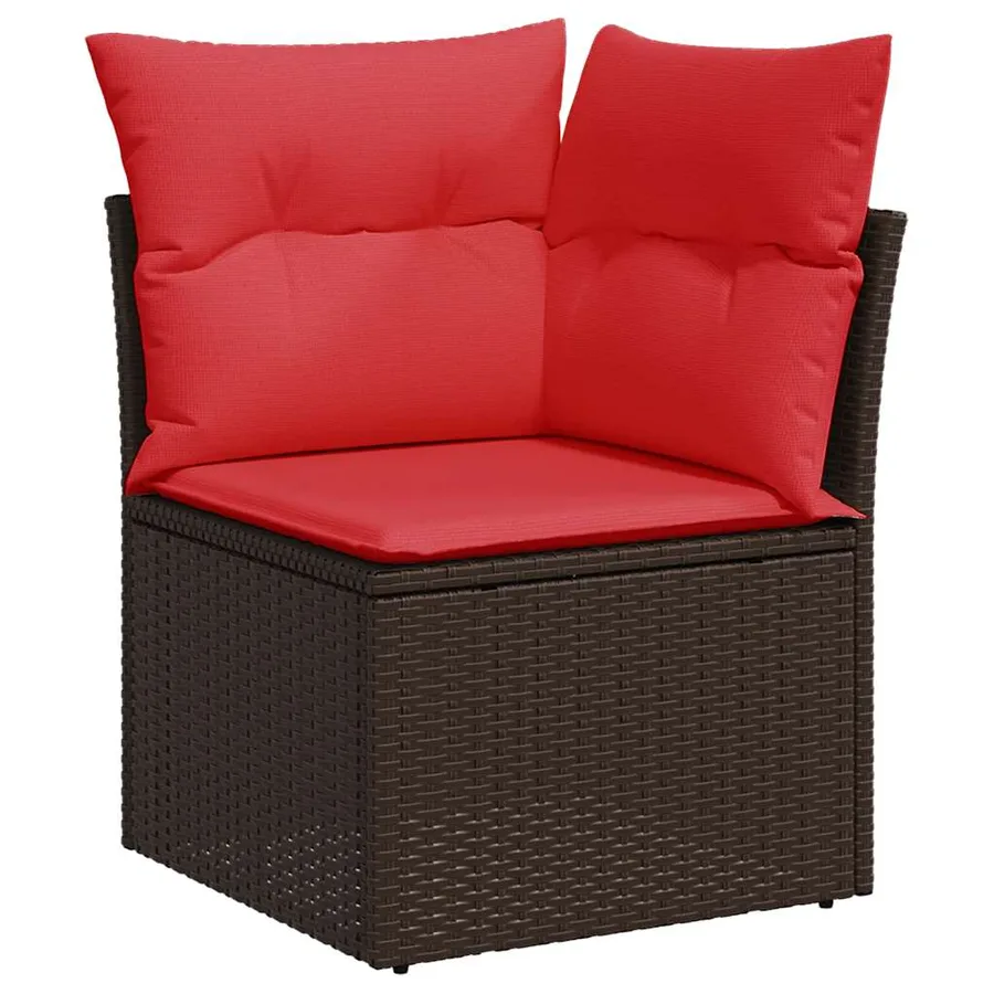 Ensemble de canapé de jardin 9 pcs avec coussins marron résine tressée - 5