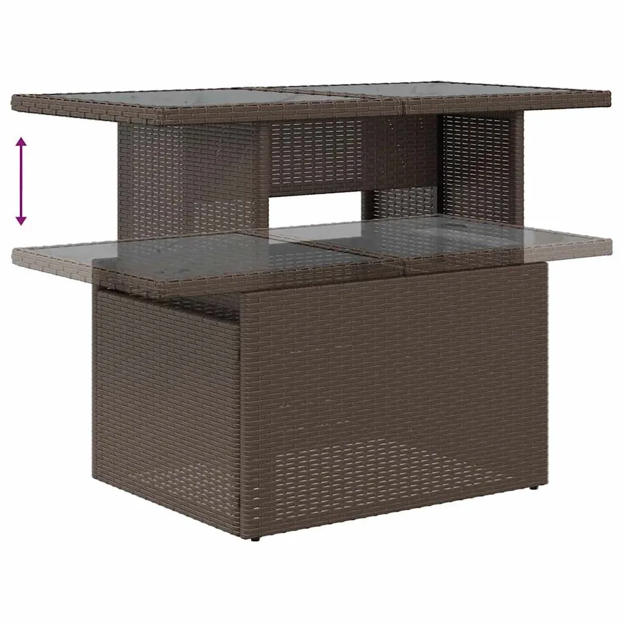 Ensemble de canapé de jardin 9 pcs avec coussins marron résine tressée - 7