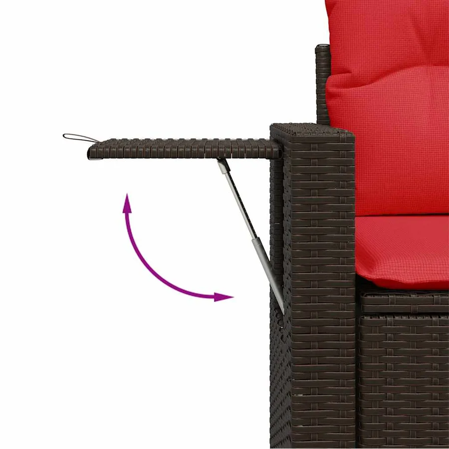 Ensemble de canapé de jardin 9 pcs avec coussins marron résine tressée - 8