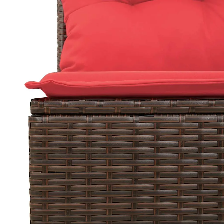 Ensemble de canapé de jardin 9 pcs avec coussins marron résine tressée - 9