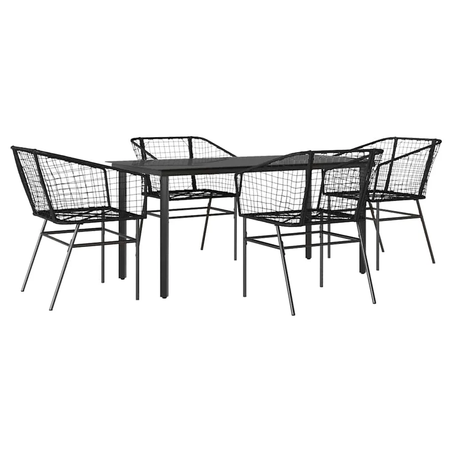 Ensemble à manger de jardin 5 pcs noir résine tressée verre - 2