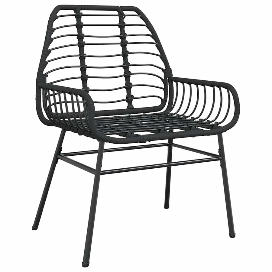 Ensemble à manger de jardin 7pcs noir poly rotin verre - 4