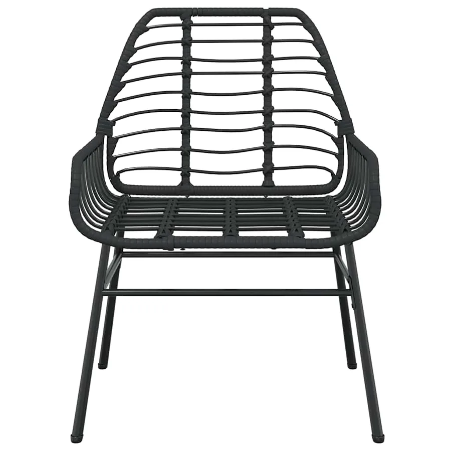 Ensemble à manger de jardin 7pcs noir poly rotin verre - 6