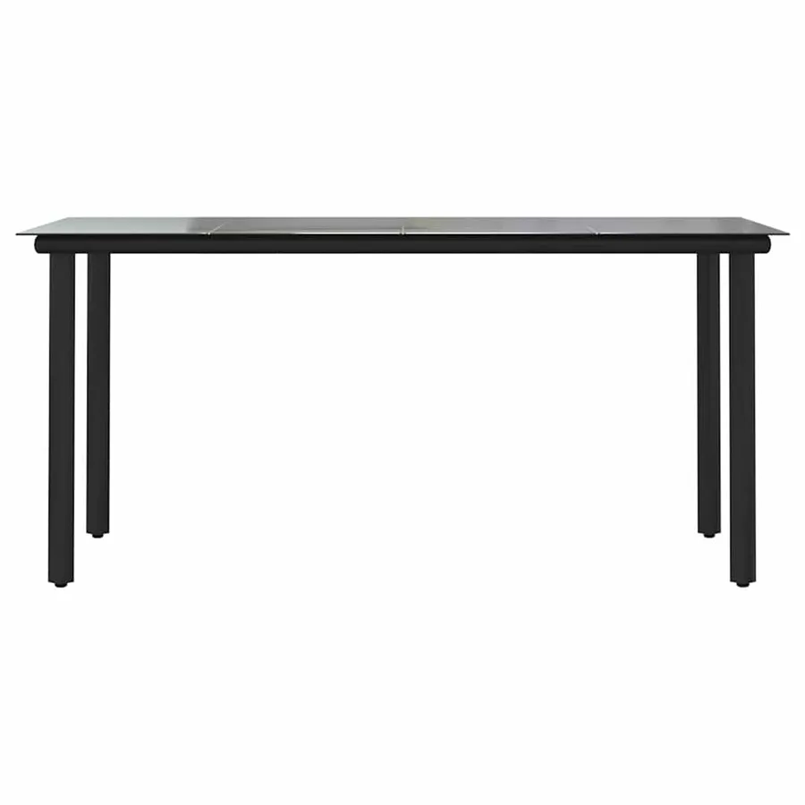 Ensemble à manger de jardin 7pcs noir poly rotin verre - 7