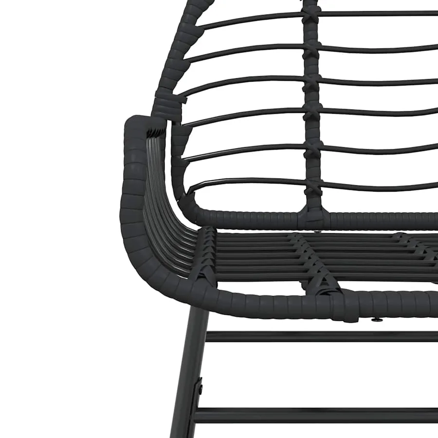 Ensemble à manger de jardin 7pcs noir poly rotin verre - 8