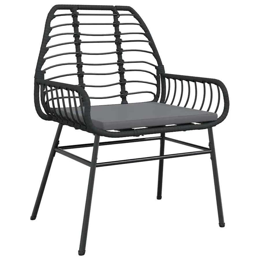 Ensemble à manger de jardin coussins 7pcs noir poly rotin verre - 4