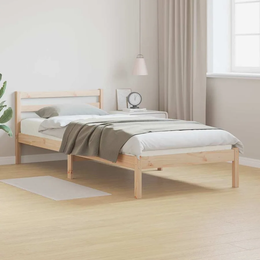 Cadre de lit Marron 215,5 x 105,5 x 69,5 cm Bois de Pin Massif