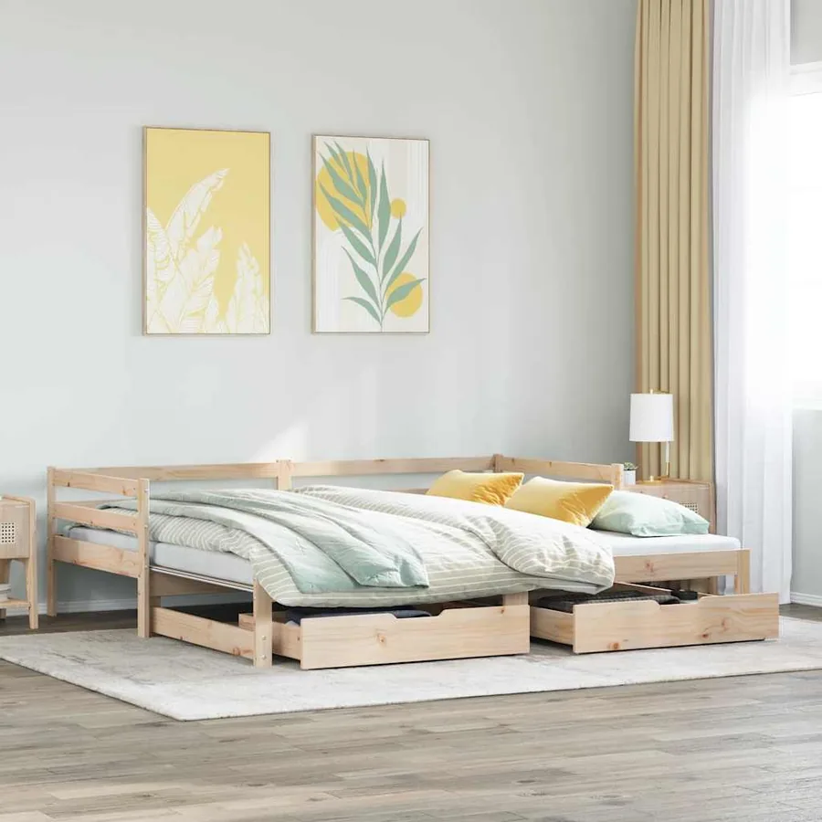 Lit de jour avec gigogne et tiroirs sans matelas 90x190 cm