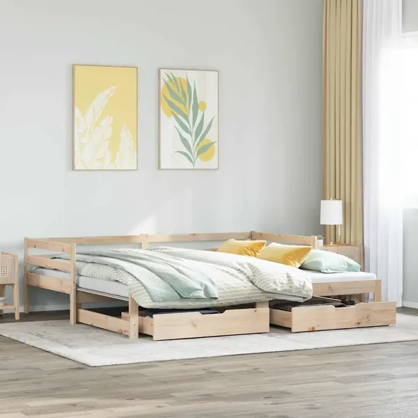 Lit de jour avec gigogne et tiroirs sans matelas 90x190 cm