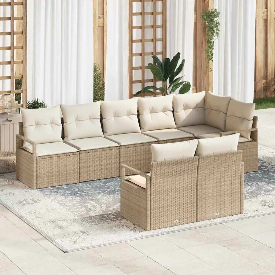 Ensemble de Canapés 8 pcs Beige polyrotin