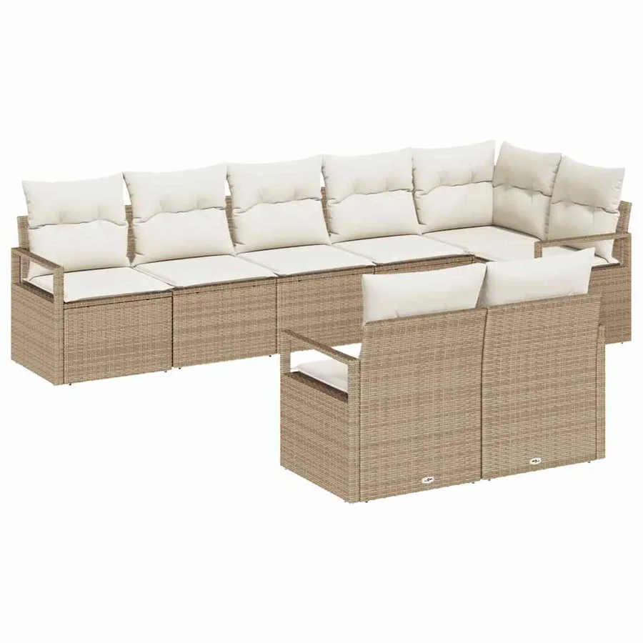 Ensemble de Canapés 8 pcs Beige polyrotin - 2