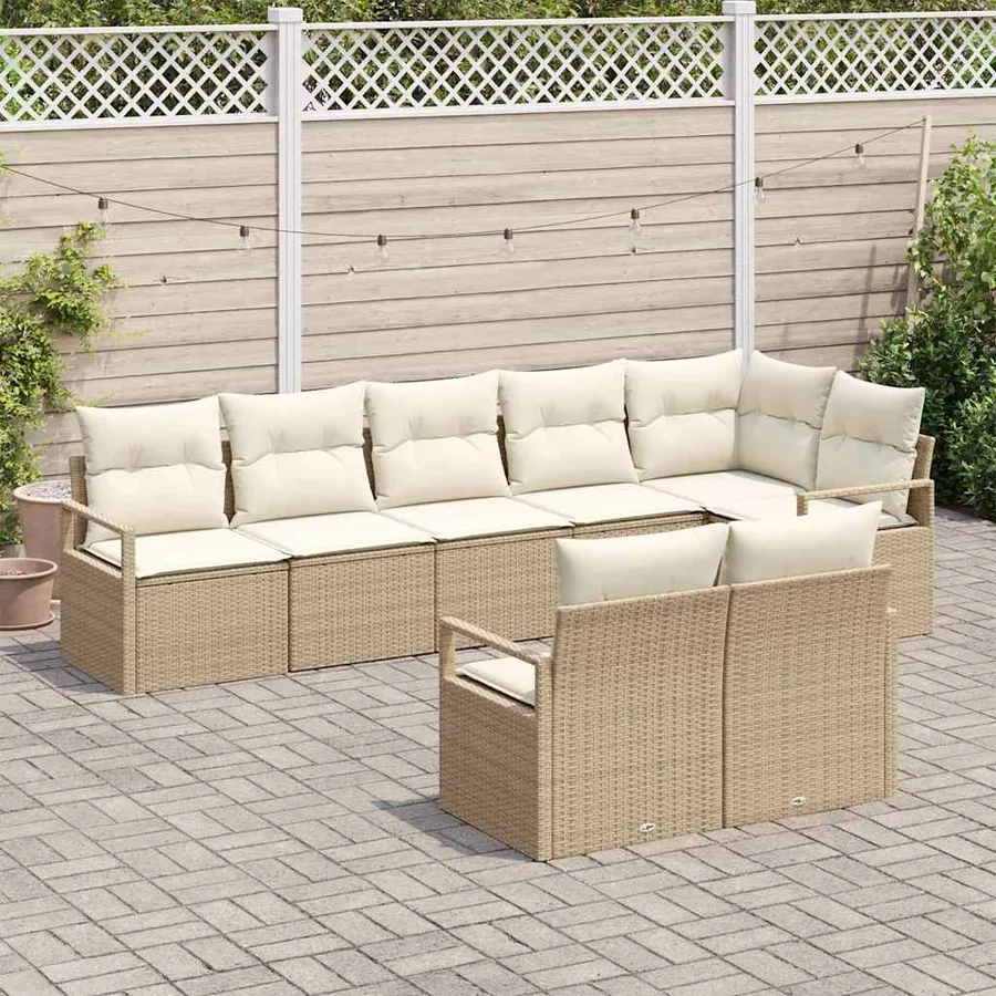 Ensemble de Canapés 8 pcs Beige polyrotin - 3