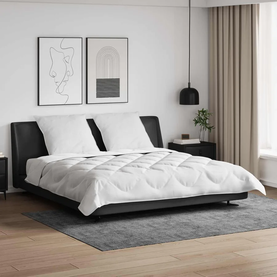 Couette avec Oreillers avec oreiller 3 pcs Blanc Microfibre