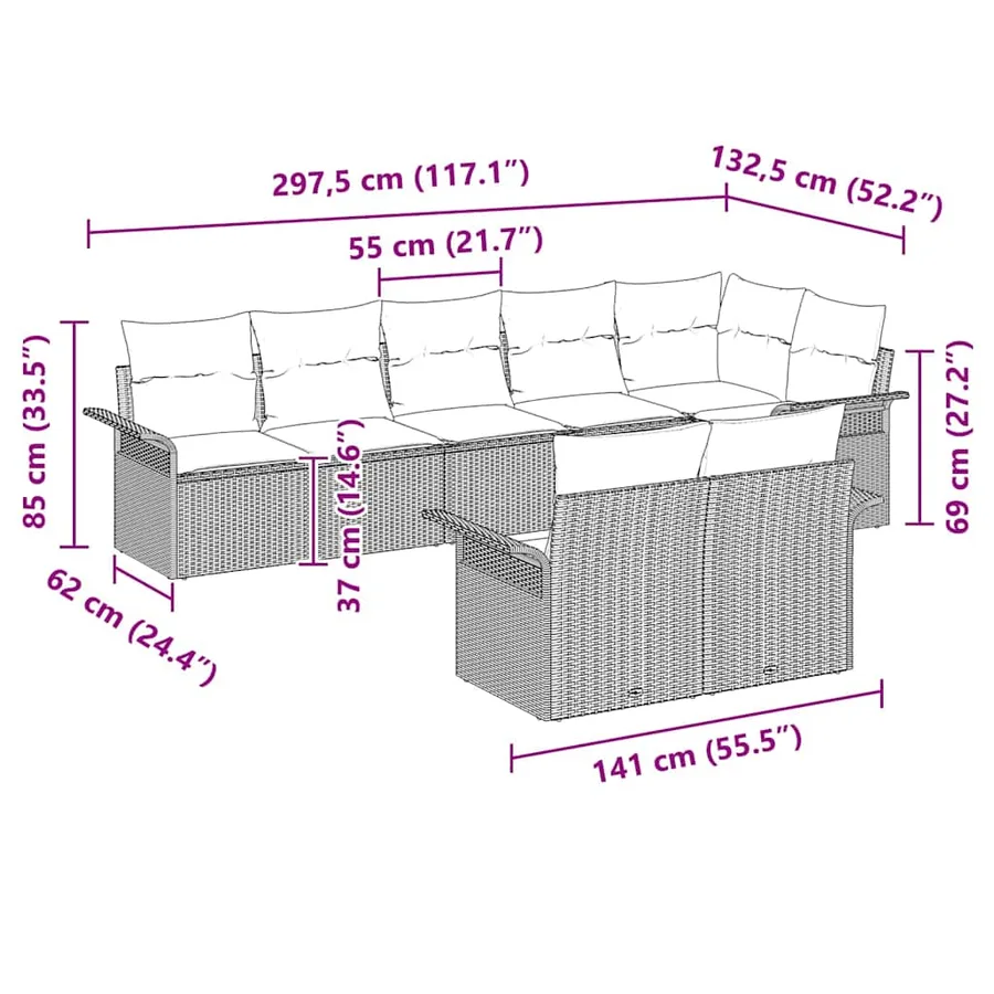 Ensemble de canapé de jardin avec stockage 8 pcs Noir polyrotin - 15
