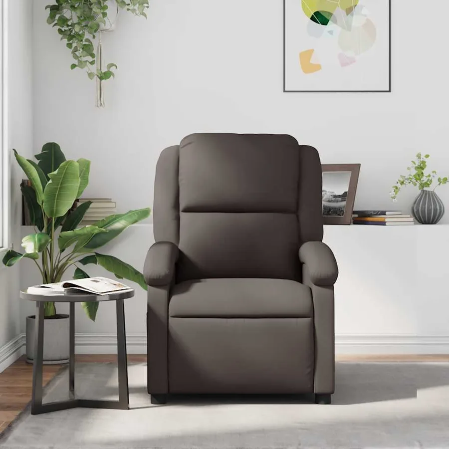 Fauteuil inclinable marron foncé cuir véritable - 3
