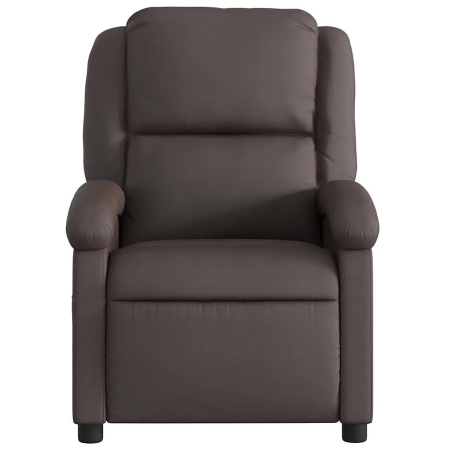 Fauteuil inclinable marron foncé cuir véritable - 7