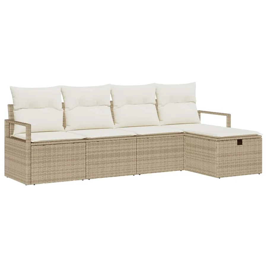 Ensemble de canapé de jardin 5 pcs Beige Poly rotin - 2