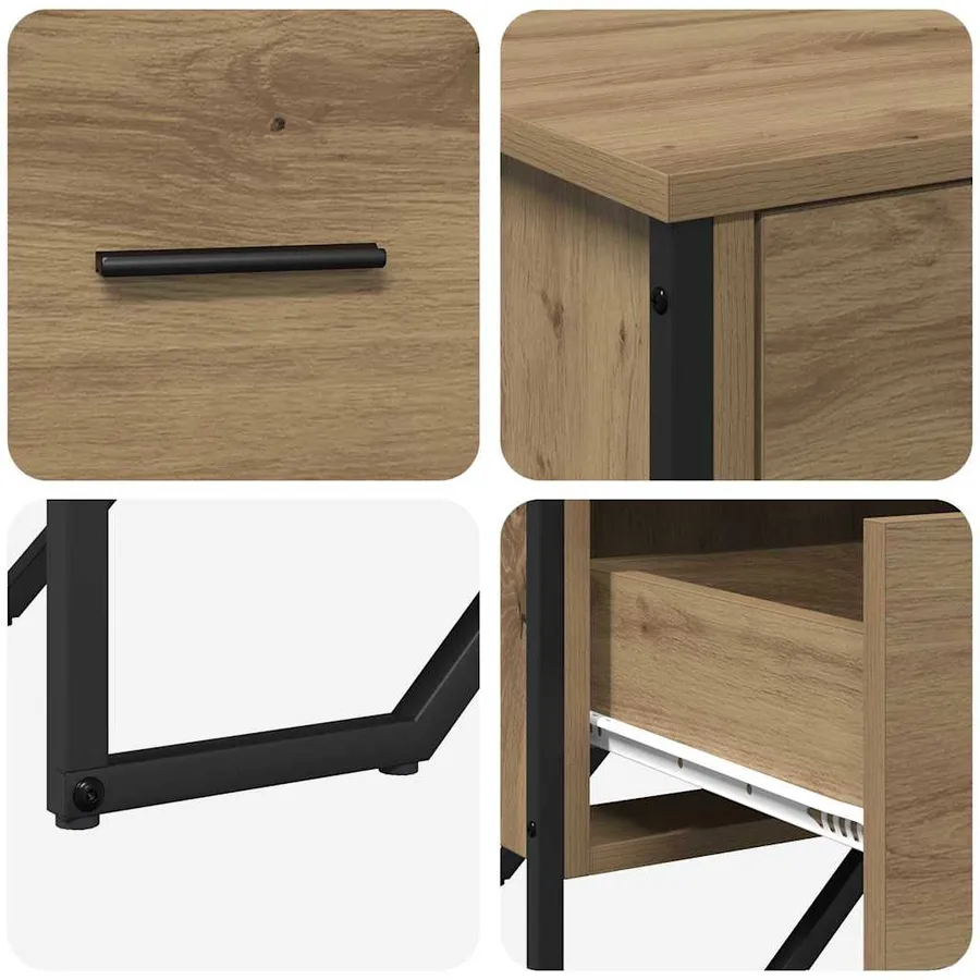 Commode 6-Tiroir Chêne artisanal 91 x 35,5 x 74,5 cm - 9