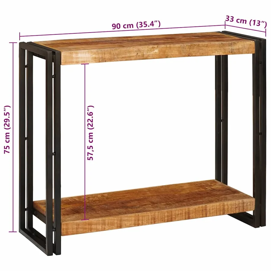 Table console Marron 90 x 33 x 75 cm Bois de mangue massif - 10