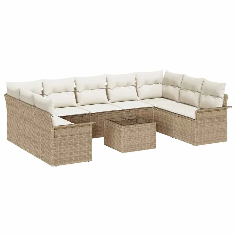 Ensemble de canapé de jardin 10 pcs Marron polyrotin - 2