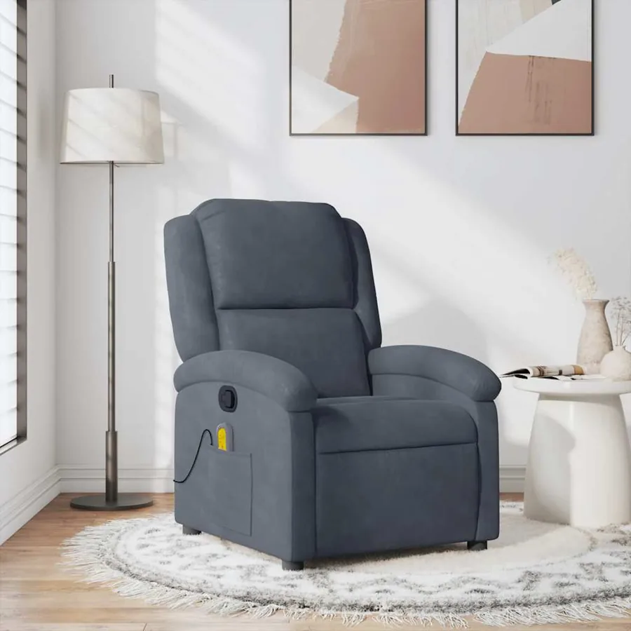 Fauteuil de massage inclinable gris foncé velours