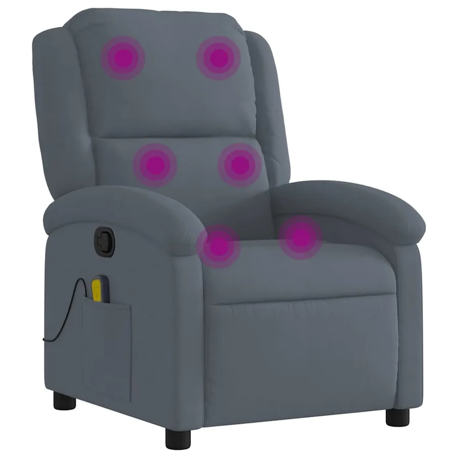 Fauteuil de massage inclinable gris foncé velours - 2
