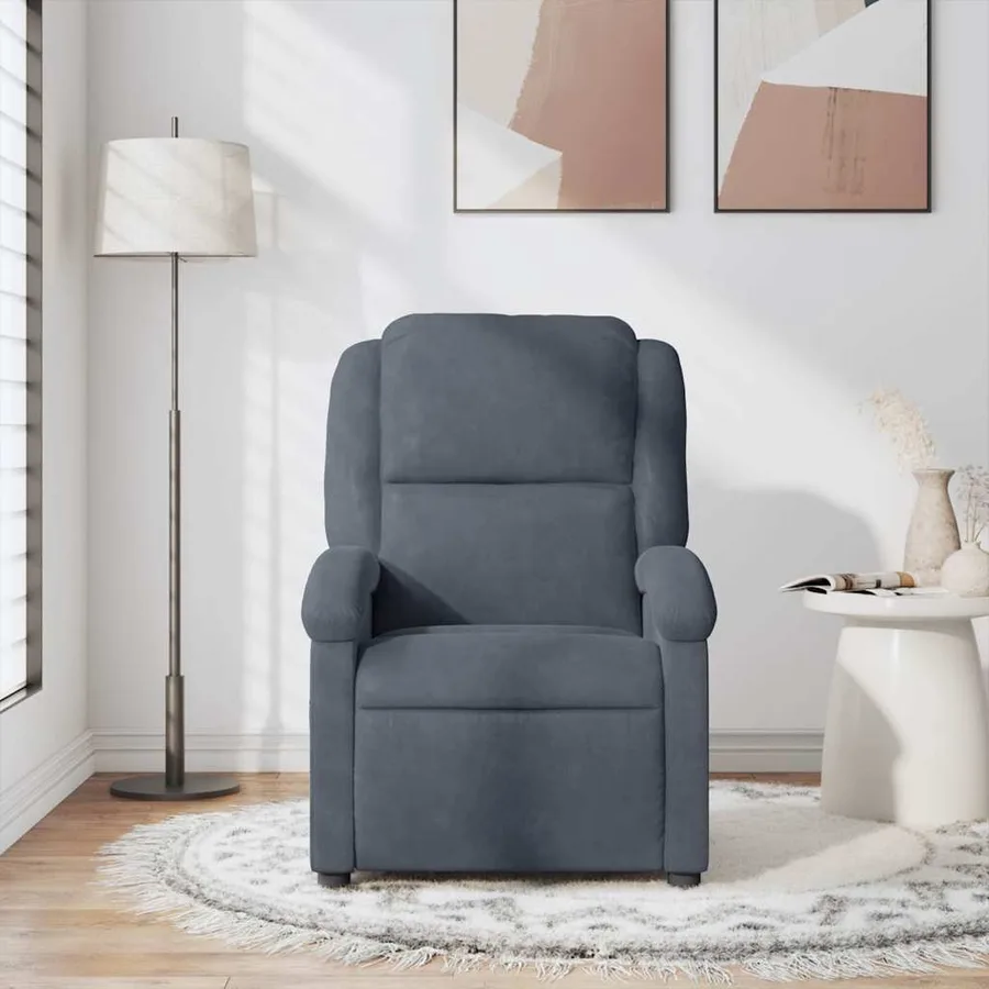 Fauteuil de massage inclinable gris foncé velours - 3