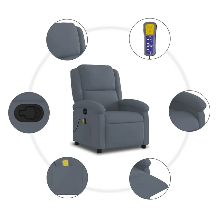 Fauteuil de massage inclinable gris foncé velours - 9