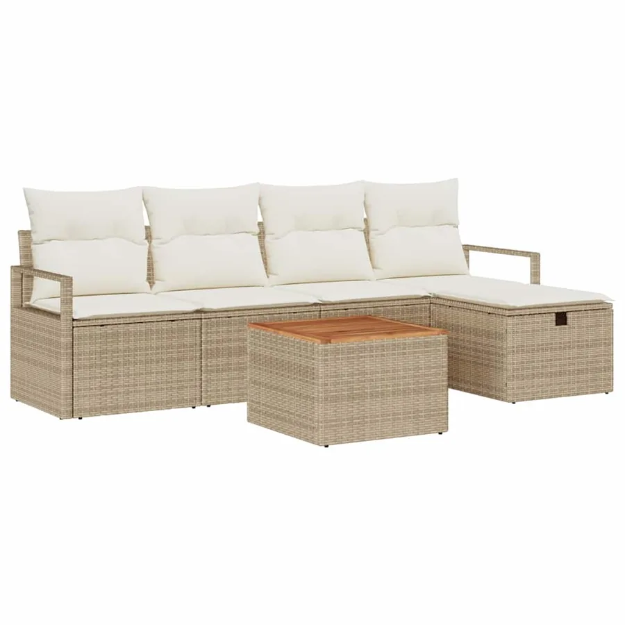 Ensemble de canapé de jardin 6 pcs Beige Poly rotin - 2