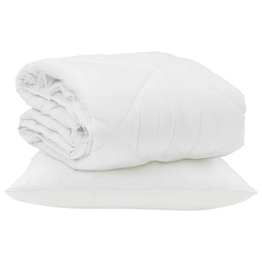 Duvet d'été simple avec oreiller 2 pcs Blanc Microfibre - 2