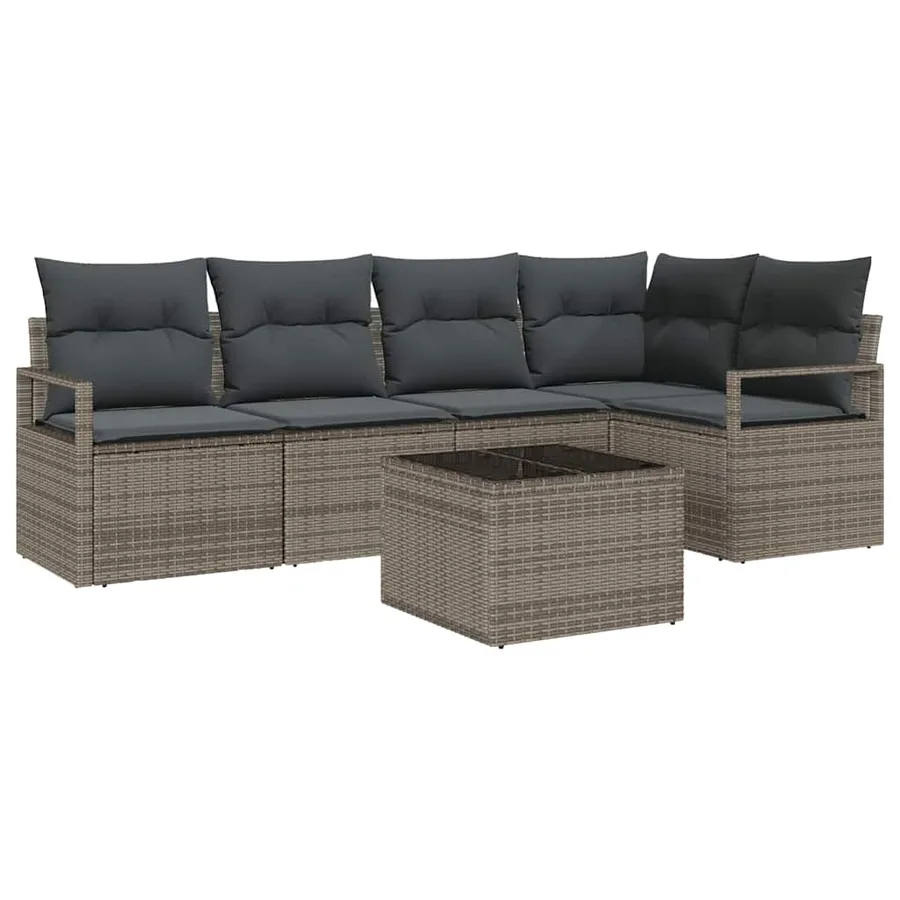 Ensemble de canapé de jardin 6 pcs Gris clair polyrotin - 2