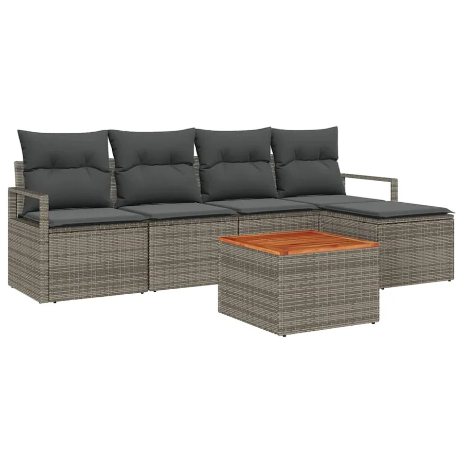 Ensemble de canapé de jardin avec stockage 6 pcs Gris polyrotin - 2