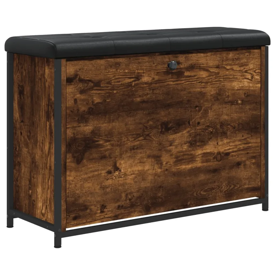 Banc à chaussures avec tiroir rabattable chêne fumé 82x32x56 cm - 2