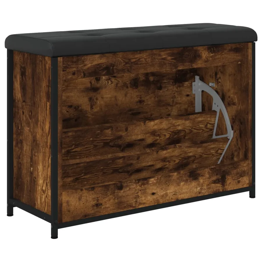 Banc à chaussures avec tiroir rabattable chêne fumé 82x32x56 cm - 8