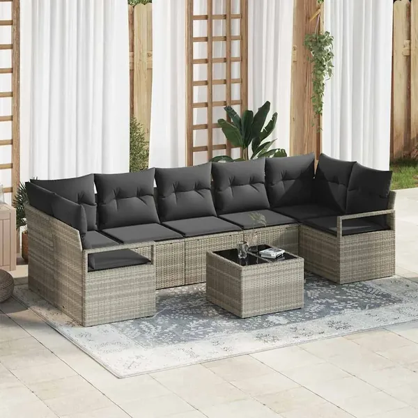 Ensemble de canapé de jardin 8 pcs Gris clair et gris foncé