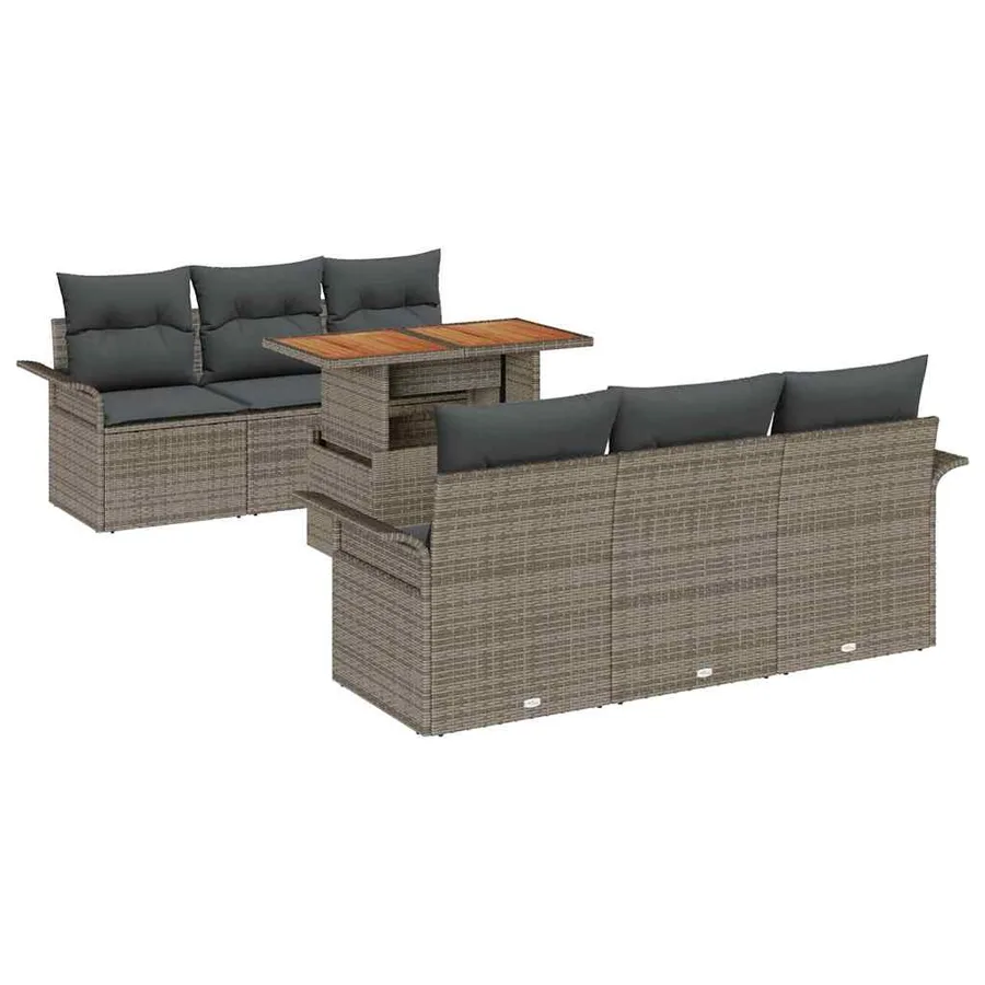 Ensemble de canapé de jardin 7 pcs Gris Poly rotin - 2