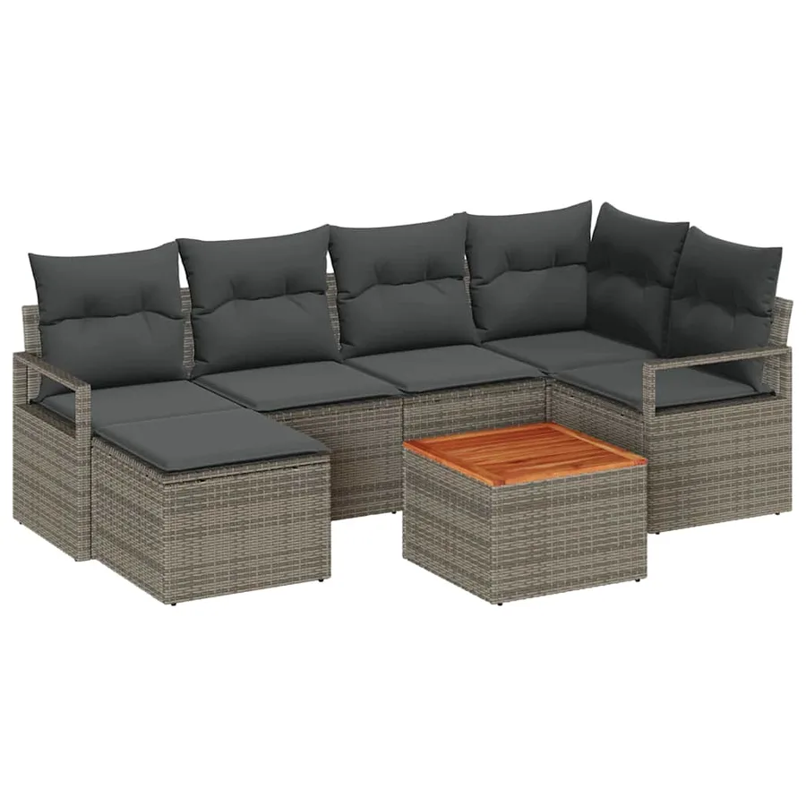 Ensemble de canapé de jardin avec stockage 7 pcs Gris polyrotin - 2