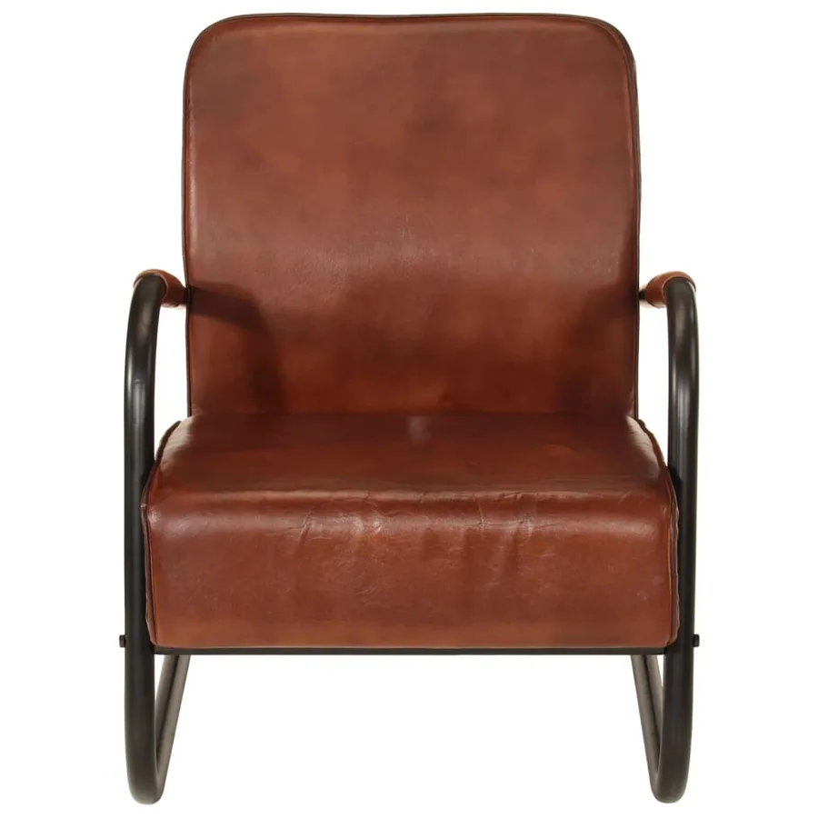 Fauteuil marron cuir véritable - 2