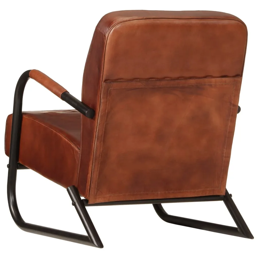 Fauteuil marron cuir véritable - 4