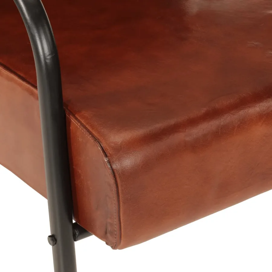 Fauteuil marron cuir véritable - 6